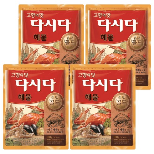 다시다 명품골드 해물 조미료, 100g, 4개