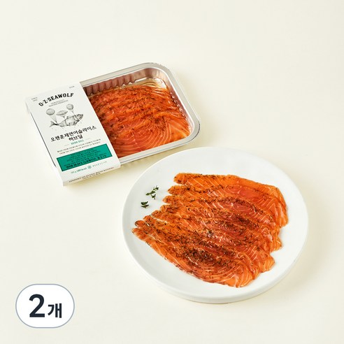 OZEN 훈제연어 슬라이스 허브 딜 (냉장), 180g, 2개