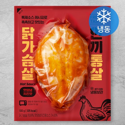 한끼통살 닭가슴살 핫양념 치킨맛 (냉동), 100g, 1개