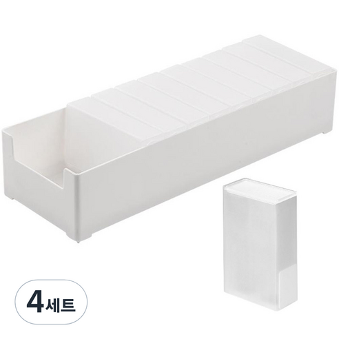 모나코올리브 슬라이딩 포켓 케이블 정리함 10p + 전용 케이스 세트, 4세트, 반투명 + 화이트