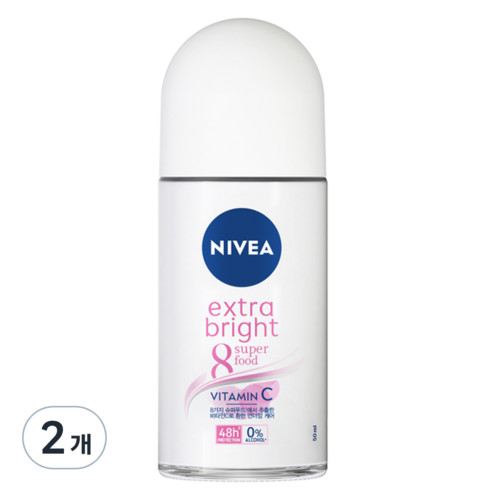 니베아 롤온 엑스트라 화이트 데오드란트, 50ml, 2개