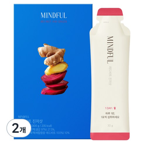 푸드올로지 마인드풀 레드비트 진저샷, 300g, 2개