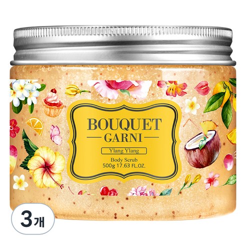 부케가르니 슈가 바디스크럽 일랑일랑 꽃향, 500g, 3개