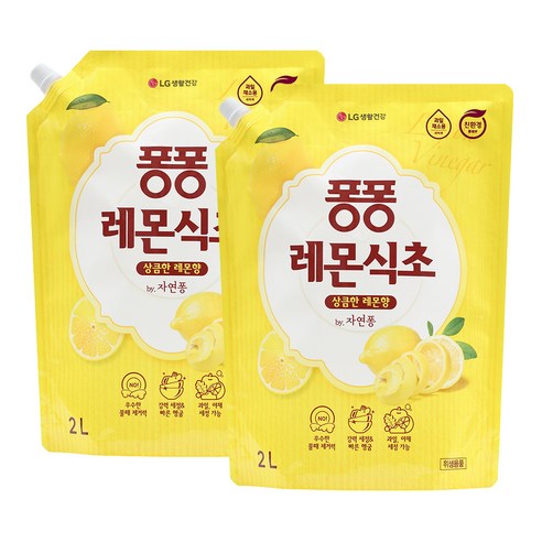 퐁퐁 주방세제 레몬식초 리필, 2L, 1개