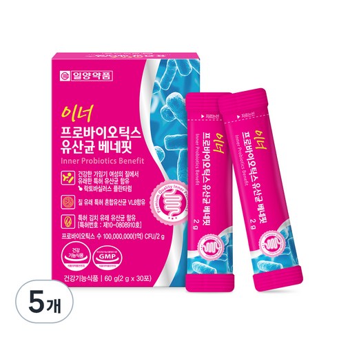 일양약품 이너 프로바이오틱스 유산균 베네핏, 60g, 5개