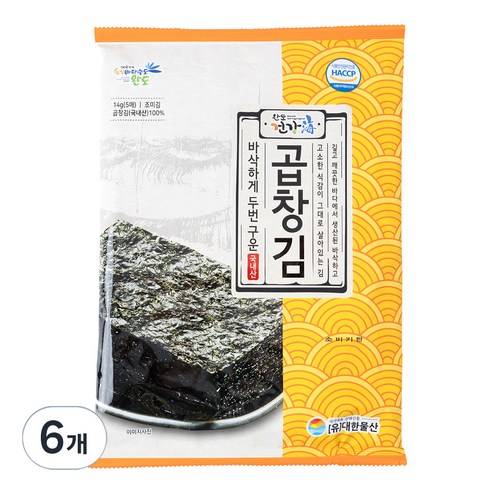완도건강해 바다향 바삭하게 두번구운 곱창김 5p, 14g, 6개