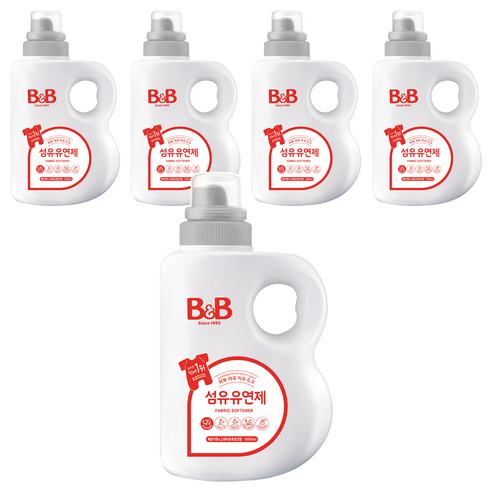 비앤비 섬유유연제 베르가못&그레이프후르츠향 용기형, 1.5L, 5개