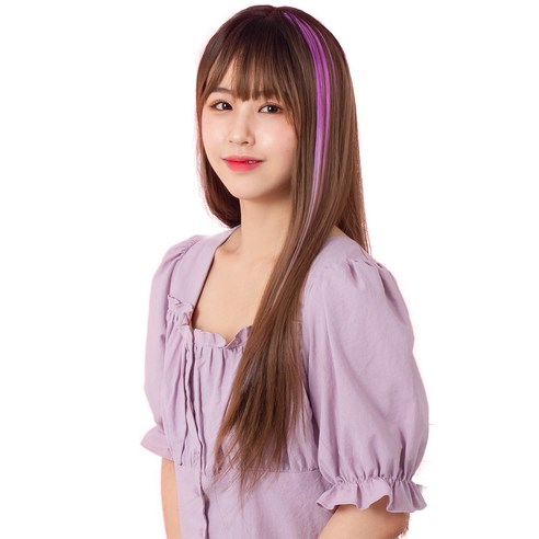 가발위드 투톤 스트레이트 컬러 헤어피스 5p + 트윙클 붙임머리 세트, 퍼플라이트핑크(피스), 랜덤발송(트윙클 붙임머리), 1세트