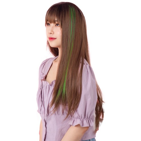 가발위드 투톤 스트레이트 컬러 헤어피스 5p + 트윙클 붙임머리 세트, 블랙그린(피스), 랜덤발송(트윙클 붙임머리), 1세트