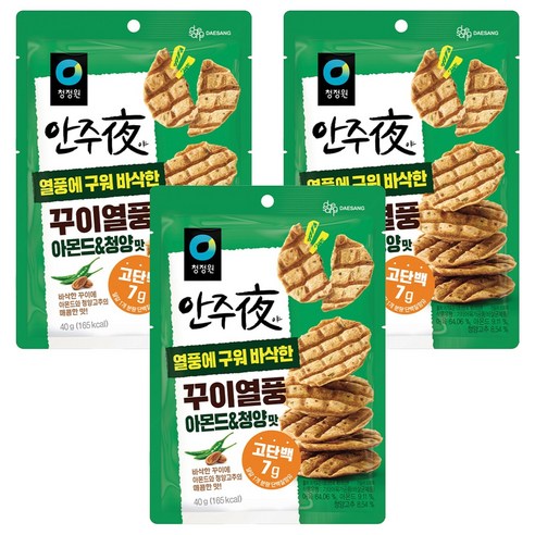 청정원 안주야 꾸이열풍 아몬드 앤 청양맛, 40g, 3개