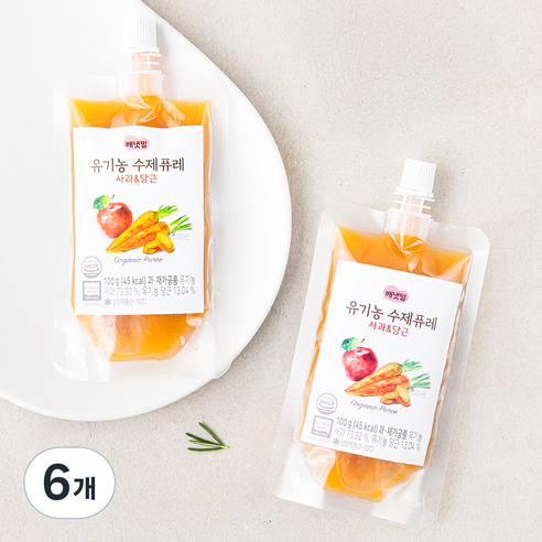 배냇밀 유기가공식품 인증 수제퓨레, 100g, 6개, 혼합맛(사과/당근)