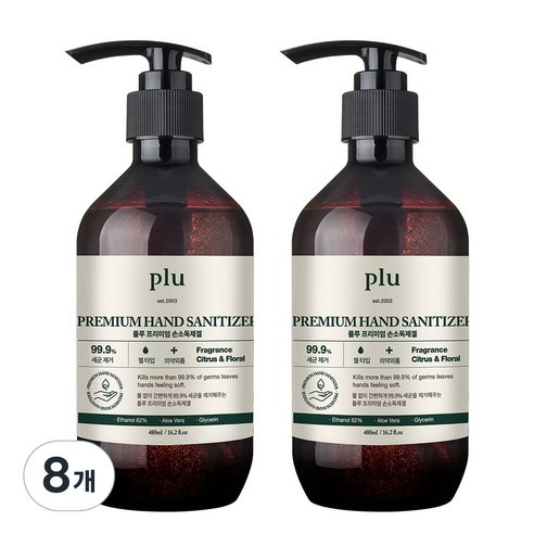 플루 프리미엄 손소독제겔, 480ml, 8개