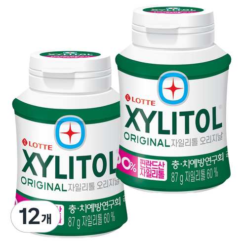롯데제과 자일리톨 오리지날 츄잉껌, 87g, 12개