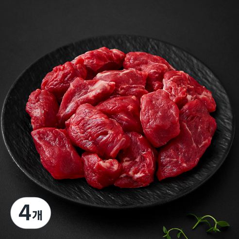 호주산 청정우 채끝 찹스테이크용 (냉장), 4개, 250g