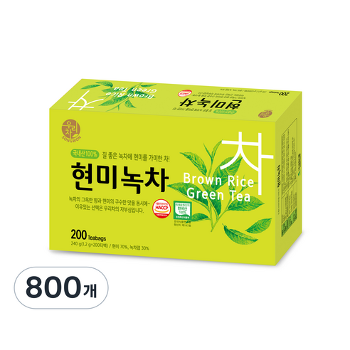 송원식품 현미녹차, 4개, 1.2g, 200개입