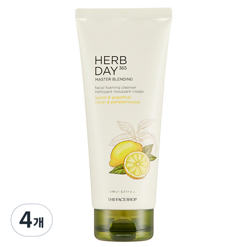 더페이스샵 허브데이 마스터 블렌딩 페이셜 클렌징폼 레몬, 170ml, 4개