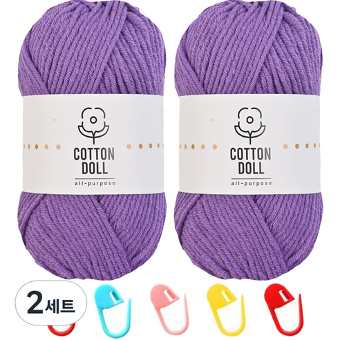 니뜨 코튼돌실 50g x 2p + 단수링 5p 세트, 41 바이올렛(뜨개실), 랜덤발송(단수링), 2세트