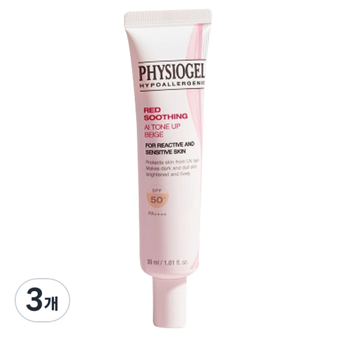 피지오겔 레드 수딩 AI 톤업 썬스크린 베이지 SPF50+ PA++++, 30ml, 3개