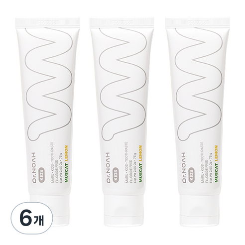 닥터노아 무불소 마루 유아치약 청포도레몬, 75g, 6개