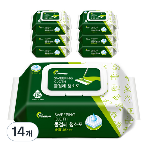클린업 물걸레 청소포 25매입, 14개