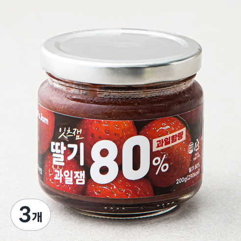 잇츠잼 딸기 80% 과일잼, 200g, 3개