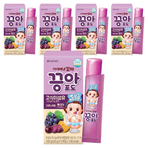 아이배냇 꼬마 끙아젤리 포도, 5개, 포도맛, 100g