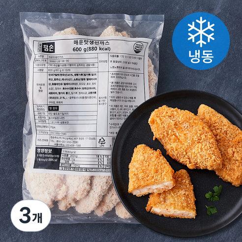 참손 매운맛 생선까스 10개입 (냉동), 600g, 3개