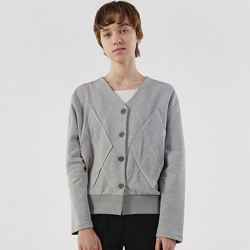 로켓런치 여성용 ARGYLE PATCH 가디건