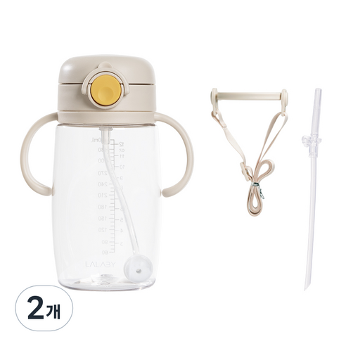 랄라비 플러스 트라이탄 빨대컵, 아이보리, 2개, 350ml