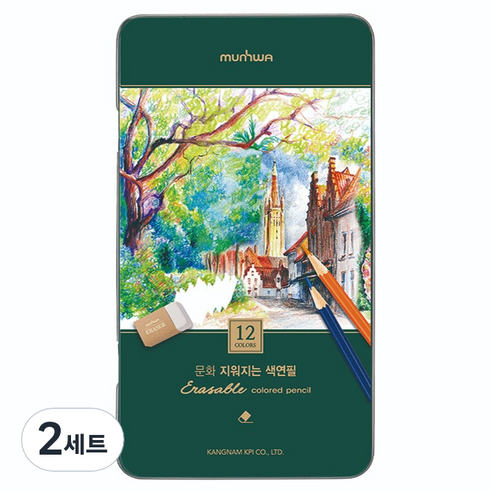 문화연필 지워지는 색연필 세트, 12색, 2세트