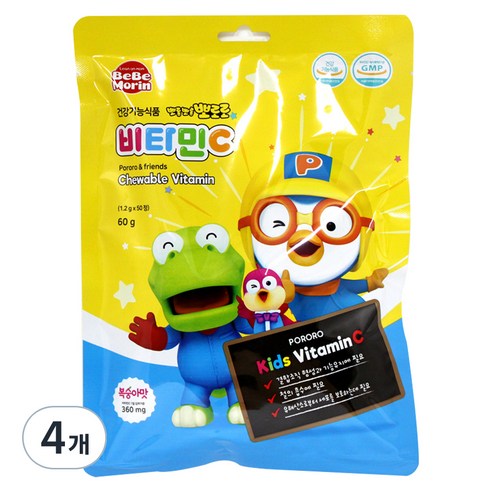 베베모린 뽀롱뽀롱 뽀로로 비타민C 복숭아, 50정, 4개