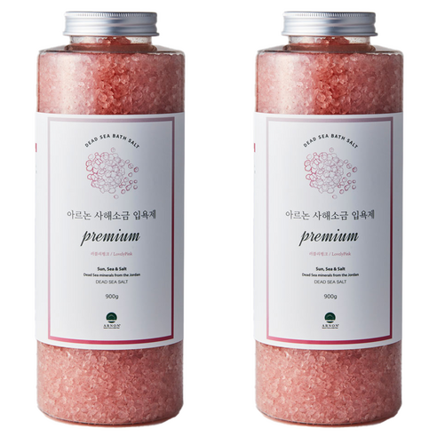 아르논 사해소금 프리미엄 입욕제 러블리핑크 꽃향, 2개, 900g