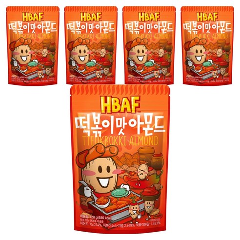 바프 떡볶이맛 아몬드, 120g, 5개