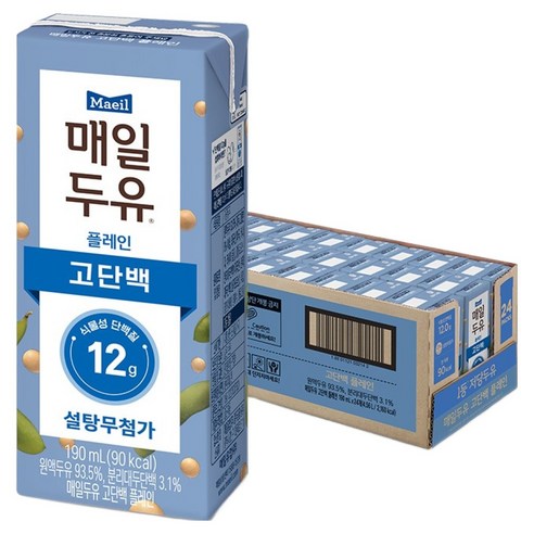 매일두유 고단백 플레인 두유, 190ml, 24개