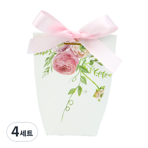 도나앤데코 리본장식 롱 보텀상자 분홍장미 10p + 연핑크 리본 10p, 혼합 색상, 4세트