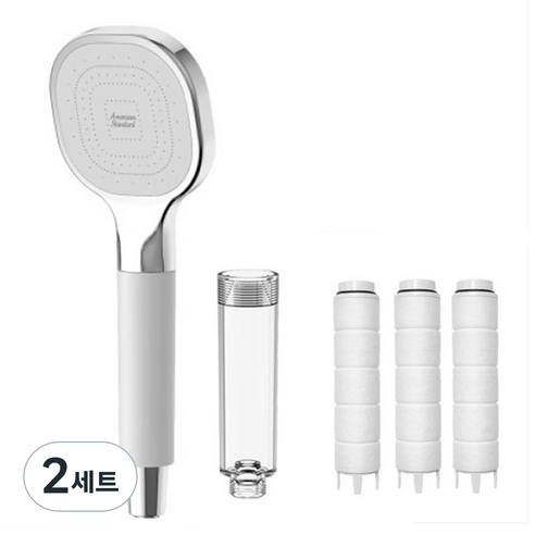 아메리칸스탠다드 스마트 핸드 필터샤워기 + 투명 손잡이 + 세디먼트 필터 3p, 2개, 화이트크롬
