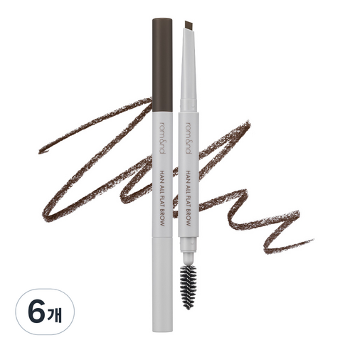 롬앤 한올 플랫 아이브로우 오토펜슬 0.17g, w1 젠틀브라운, 6개