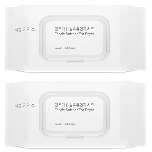 생활공작소 건조기용 섬유유연제 시트 라벤더향, 80매, 2개