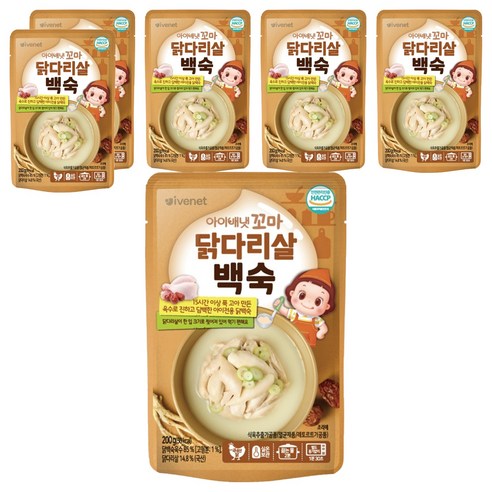 아이배냇 유아용 꼬마 닭다리살 백숙, 닭백숙맛, 200g, 6개