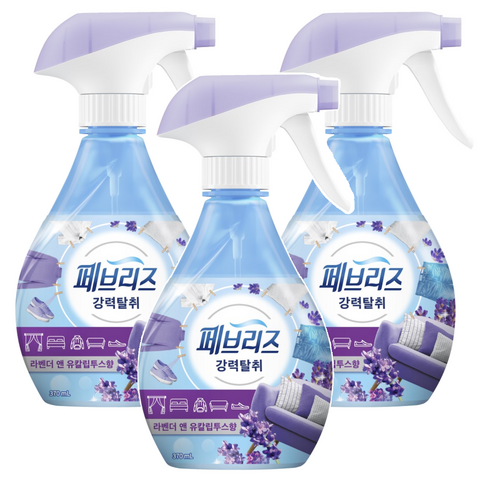 페브리즈 강력 섬유탈취제 라벤더 앤 유칼립투스향 본품, 370ml, 3개