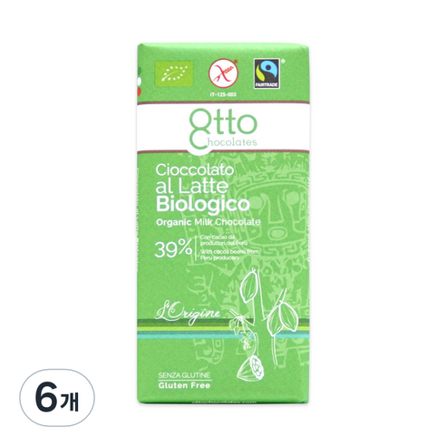오뚜 유기농 밀크 초콜릿, 100g, 6개