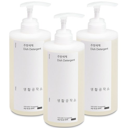 생활공작소 주방세제 석류식초향, 750ml, 3개