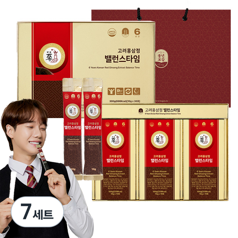 풍년보감 6년근 고려홍삼정 밸런스타임 30포 세트 + 쇼핑백, 300g, 7세트