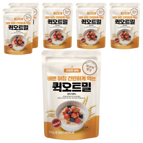 건강한밥상 간편하게 먹는 퀵 오트밀, 1kg, 6개
