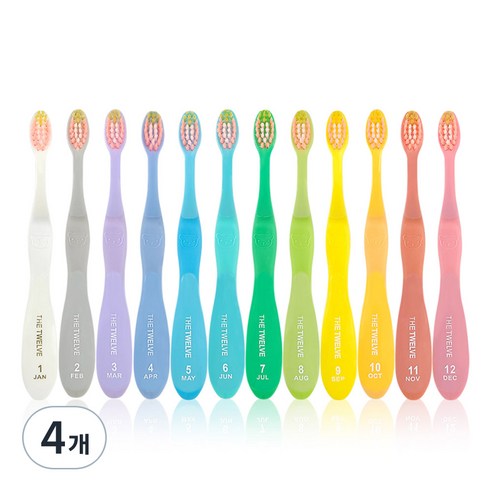 더트웰브 3단계 키즈칫솔 3-8세용, 파스텔, 12개입, 4세트