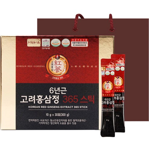 정원삼 6년근 고려홍삼정 365 스틱 30포 + 쇼핑백, 300g, 1세트