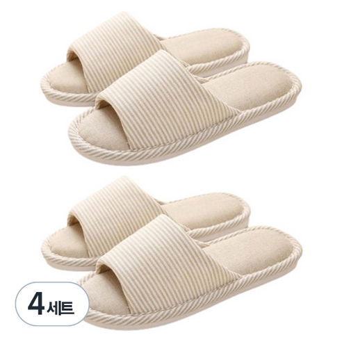 아리코 스트라이프 거실화, 아이보리, 4세트