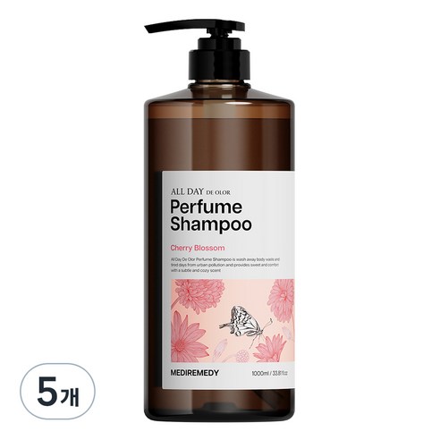 메디레머디 올데이 데오르 퍼퓸 샴푸 체리블라썸, 5개, 1000ml