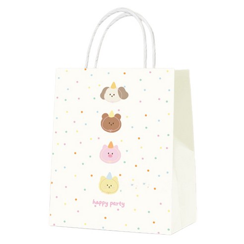아이엔피 NB 종이 쇼핑백, 해피파티, 10개, 중(가로 21cm x 폭 11cm x 높이 27cm)