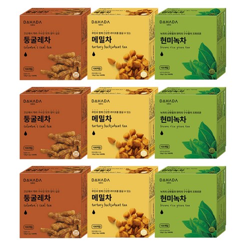 다하다 현미녹차 둥굴레차 메밀차 3종 300티백 세트, 3세트